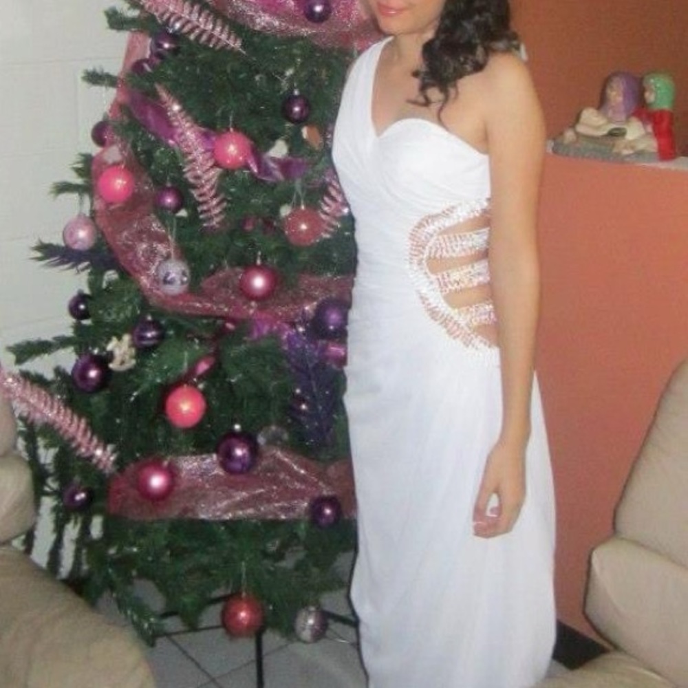Size:2, color: white with gold beets, corset top
